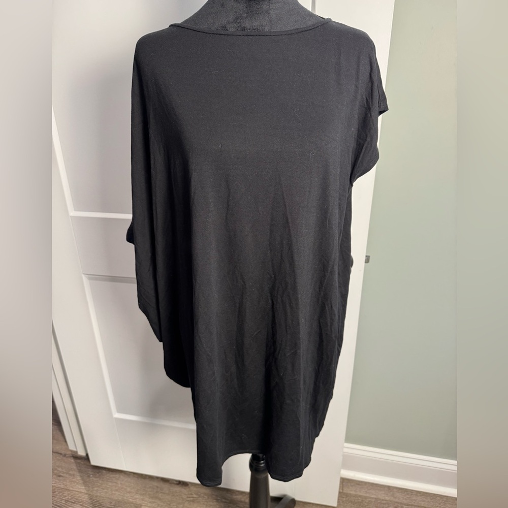 Eileen Fisher black Tencel Knit Tunic asymmetrical boxy boho - Picture 2 of 8